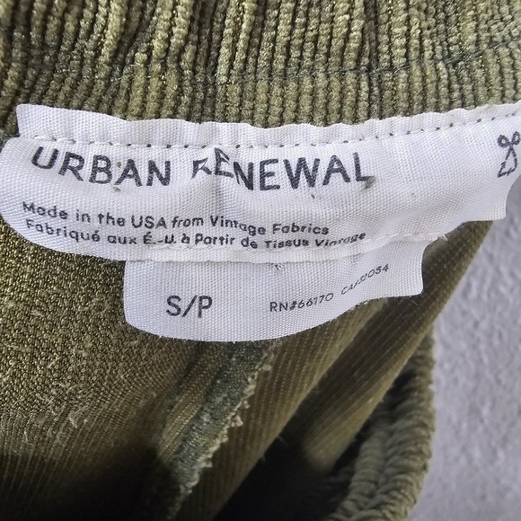 Urban Renewal Pants Size S Green Corduroy Sweatpants Elastic Drawstring Waist - Picture 3 of 12